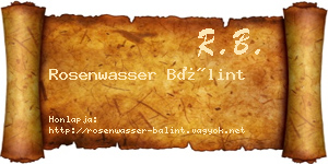 Rosenwasser Bálint névjegykártya